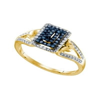 Jewels 10kt žuti zlatni ženski okrugli plavi boja poboljšani dijamantski prsten CTTW