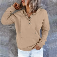 Ženski pulover WINDBLEREAER Čvrsto dugme Down Ženska moći seljak bluze Dugi rukav sa džepnim korektnim dukserom Labavi pulover