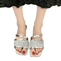 Ljetne ženske papuče Sequin tanki remenski snosni sandale za žene vanjske elegantne papuče bez klizača
