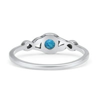 Laboratorija za okrugle prsten za beskonačnost Obećaj prstena stvorena plava Opal Sterling srebrna Veličina