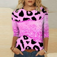 Prime Dan Modni Leopard Ispiši labavu majicu za žene Ljeto Ležerne prilike Pulover Slim Fit s kratkim