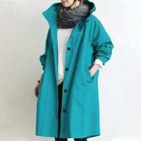 WAVSUF ženski kaputi i jakne plus veličina casual sa kapuljačnim dugim rukavima od punog džepova dugmeta