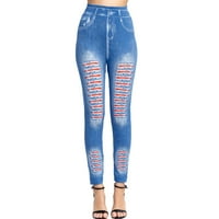 Ženske gamaše visokog struka Jean Denimne nogave pantalone pantalone rastezanje Y2K Streetwear Traperice