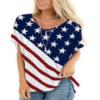 Paille žene vrhovi majica kratkih rukava američka zastava tisak tee baggy party bluza bijeli xxl