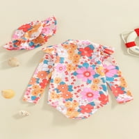 Century Toddler Baby Girls Ljetni ramper kupaći kostimi s dugim rukavima o vratu cvjetni kupaći kupaći