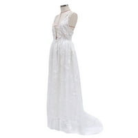 Ljetna haljina za žene Ženska elegantna haljina čipke Seksi duboka v Sling Bridal vjenčani večernji haljina haljina poliester bijela l