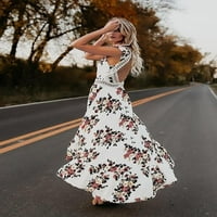 Žene Ljeto Vintage Boho Long Maxi haljina za plažu Cvjetni sandress