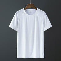 Tking modni muški ljetni pamučni okrugli vrat Tanak fit majica Cool Basic majica dukserica - bijeli