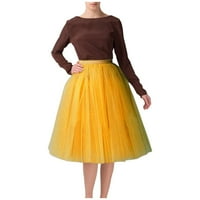 Stealna ženska suknja od pune boje pola tijela Puffy suknja s pet sloja vrpce suknja žuta l