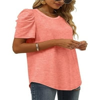 Voguele Women majica Crew vrat Ljetni vrhovi Majica s pulover Casual TEE Pink L