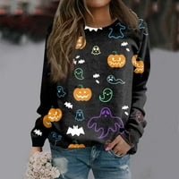 Yubatuo Dukseri za Halloween za žene s dugim rukavima Crewneck Loose Fit Kostime Multicolor XL