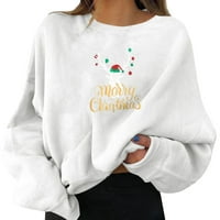 Ženske pulover dukseve Božićni praznični puloveri Zabavna grafička ispis Crew vrat dugih rukava Dukseri