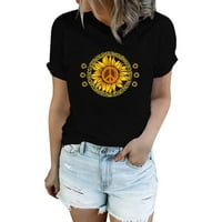 Grafička majica Puawkoer Sunflower za žene slatki cvijet kratki rukav Ležerne prilike za kratke tee žene ženske vrhove 2xl žuta