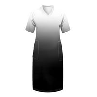 Aaiymet ženske svečane haljine haljine za žene plus veličine V izrez Udobne haljine kratki rukav koljena štampana linijska ljuljačka, tamno siva l