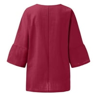 Careland Womens Ljetni vrhovi Boho Fashion Loose V izrez Oblikovana majica Casual Leisure Three četvrtine rukave pune udobne plus ručne žene, do 65% popusta