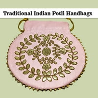 Ružičasti i zlato vezene vjenčane mladenke tradicionalne indijske potli torbe