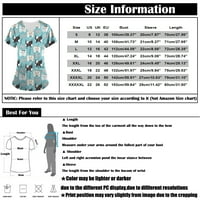 Žene ljetne vrhove kratkih rukava Grafički otisci Bluza Radna odjeća Ženska V-izrez Majice Navy 2xl