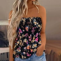 Ljetni vrhovi rezervoara za žene Boho cvjetni print vrhovi bez rukava na rukavima plutači bluze Bustier