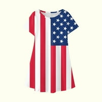 4. jula Haljine za djevojke Ljetne neovisnosti Dan Swing kratkih rukava Stripes Dressul Casual odjeća