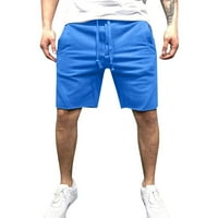 Wendunide muške hlače muške casual srednje strukske kratke hlače Solid Splice džepne crkvene kratke hlače plavi xxxl