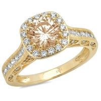 2.7ct okrugli rez smeđi šampanjac simulirani dijamant 14k žuto zlato graviranje izjava godišnjica Angažman vjenčanja halo prstena veličine 6.5