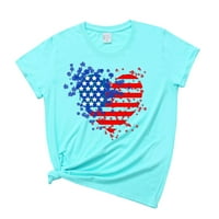 Žene Ljetni dan neovisnosti vrhovi okrugli izrez kratkih rukava Grafički printov majica Bluza Blue XXL