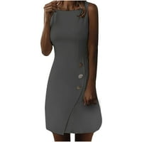 Haljine za žene bez rukava od pune boje okrugla vrata Midi fit i flare Y2K Trendi elegantni vintage