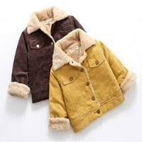Einccm Kids zimskog kaputa od solidne boje, plus baršunasti gumb s dugim rukavima jakna, gusta topla