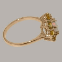 Britanci napravili tradicionalni čvrsti kruni 18K ružičasti zlatni prsten sa prirodnim prstenom za izjavu o opalu i citrinu - Opcije veličine - veličine 4,25