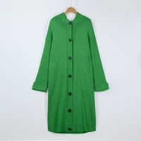 Miayilima Green XXL Cardigan za žene Čvrsti ležerni dugi dugme na otvorenom dolje Kardiganski pleteni džemperi Hoodie odjeća