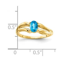 14k žuto zlato 6x ovalni plavi prsten za provjeru