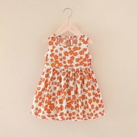 Ljetne male djevojke haljine bez rukava s ruffles cvjetni print ruffles haljina casual haljina odjeća
