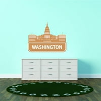 Prilagođeni zidni decal Washington DC Sjedinjene Države Glavni grad Geografska karta Znamenitosti - vinilni zid - 12x20