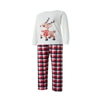 Wsevypo Podraduđivanje porodice pidžame postavlja Božićni PJ-ov praznični božićni jelen tiskano za spavanje sa plaičnim hlačama