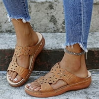 Lyinloo modne žene otvorene prstiju izdubljene udobne sandale papuče s niskim potpeticama cipele smeđe