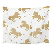 Pink Silhouette Zlat Unicorns zvijezde na prekrasnom vjeruju rođendan Zidna umjetnost Viseća tapiserija