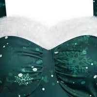 Leesechin klirenske haljine za žene Ljeto Vintage Božićno božino snježne pahuljice Ispiši haljinu na ramenu