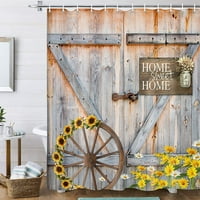 Rustikalna barna vrata za zavjese za tuširanje, zavjesa za tuširanje zapadne seoske kuće sa kukama na površini američka država Drvena garažna kabina zastava za kupanje, 70x70in
