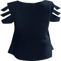 Ladiyo žensko hladno rame Ležerne prilike Labavi kratki rukav Zip up V izrez Tunika majica Solid Color