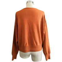 Ploknplq Cardigan za žene obrezane džemper modne žene Čvrsti V-izrezni tasteri Ležerni rastezljivi pleteni