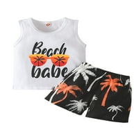 Ljeto Toddler Baby Boys Sets Sets Majica kratkih rukava Elastična struka Hlače Havaii Beachwear