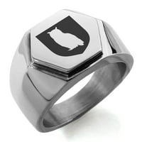Mudrost od nehrđajućeg čelika mudrost grb štit ugravirani šesterokutni crest Stan Top Biker stil polirani prsten