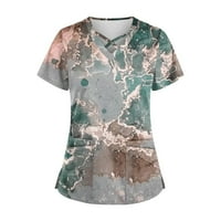 Clearsance Plus Veličina vrhova kratkih rukava Ženska bluza Radni odjeća Grafički print Modni V-izrez