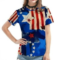 Odeerbi 4. jula Patriotska majica za žene Ležerne prilike za neovisnost Odštampani okrugli vrat Majica