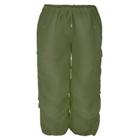 Teretne pantalone za žene casual hlače visoke struke Baggy Widel Leg Streetwewwer Dame Direkcije znojne hlače zelene s