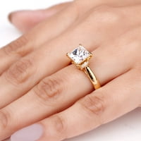 Moissnitni zaručnički prsten sa ovratnikom, princeza Cut Moissanite Solitaire prsten za žene, 14k bijelo zlato, SAD 13,00