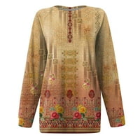 Vrhovi dugih rukava za žene Umitay ženski povremeni modni modni print dugih rukava O-izrez TOP Bluza