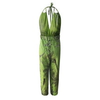 Jumpsuits za žene Žene Modni povremeni ispisani labavi suspender Green XXL