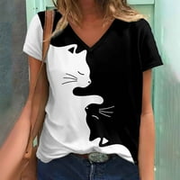 T majice za žene Grafički trendy moda kauzal v bluza za ispis vrata kratki rukav majica ljetnih vrhova bijela xl