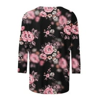 Ženska odjeća Ženska modna cvjetna uzorka Majica rukava rukava bluza Crew casual vrhovi odjeću ljetno